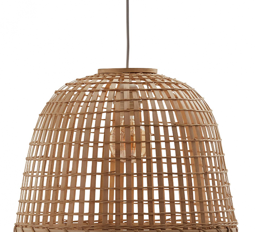 Round Rattan Ceiling Pendant Chandelier – 15.75 x 16.75 12.6 Inches, 85.6 Inch Cord, Natural