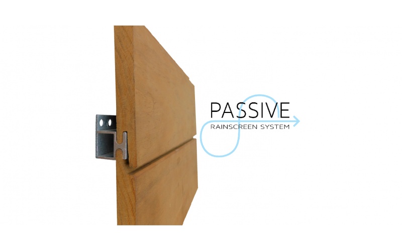 passive rainscreen system with wood and clips