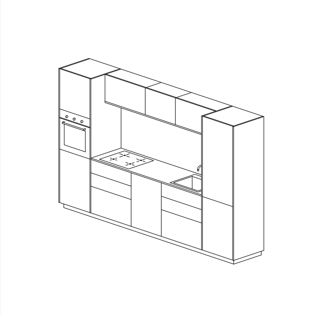 linear kitchen layout drawing
